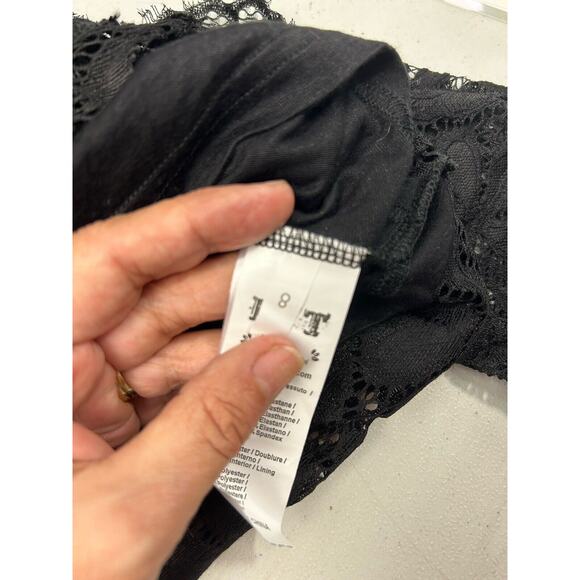 DJT Fashion Size‎ S Black Lace Floral Long Sleeved Lined Top Goth Grunge Witchy - Picture 9 of 12